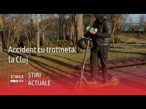 Un adolescent pe trotinetă și cu gluga pe cap a intrat într-un autobuz în Cluj-Napoca