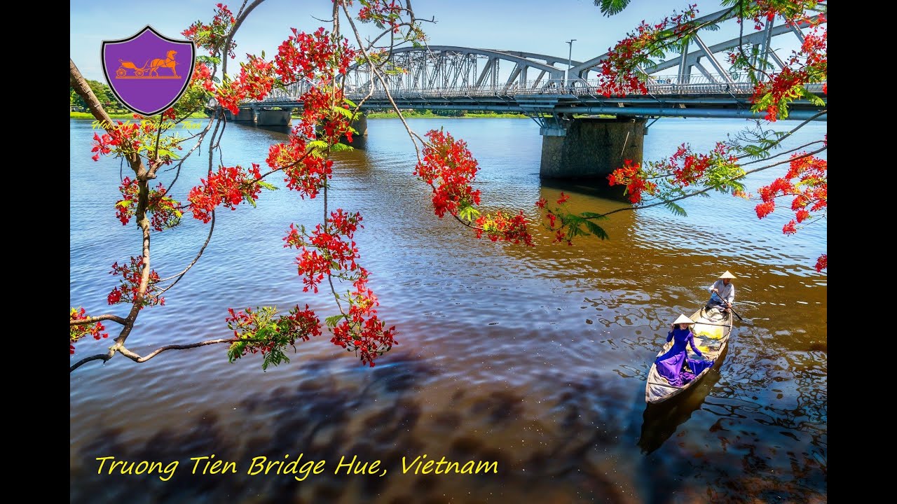 Experience the aerial panorama of Truong Tien Bridge.