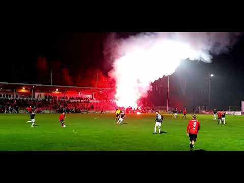 Pyroshow SSV Reutlingen-Fans im Spiel beim 1. Göppinger SV 1895 (1:4 aus SSV-Sicht) am 19.11.2021