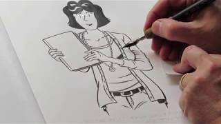 Inking Sally Forth - Doc Schaefer's 24-hour comics day 2017