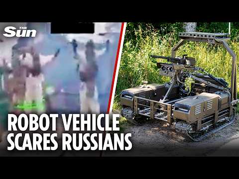 Astonishing moment Ukrainian ROBOT forces Russian soldiers to surrender