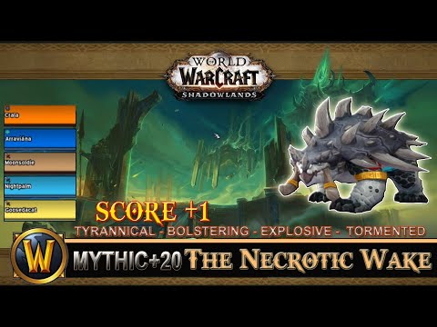 The Necrotic Wake Mythic 20 Tyrannical Bolstering Explosive Tormented Guardian Druid Shadowlands