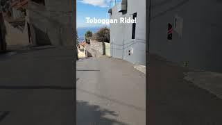 The famous toboggan ride in Madeira! Great fun! #cruise #madeira #tobogganride