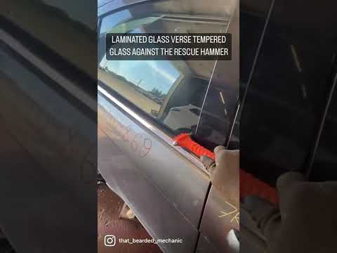 Laminated Glass vs Tempered Glass • Rescue Hammer • #ThatBeardedMechanic #WindowBreaker #Shorts