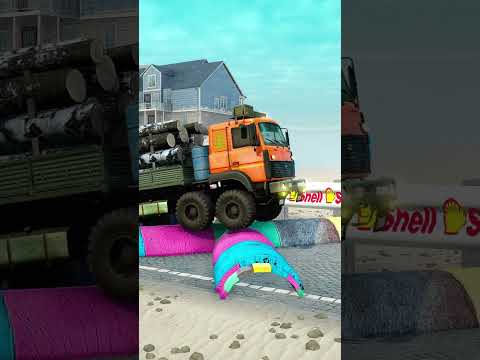 Spintires Mudrunner Trailer Truck vs Pothole BeamNG.drive Eps487