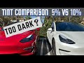 Tesla Model 3 LR Performance Tint Comparisons 10 Nano Ceramic Tint Vs 5 Limo Nano Ceramic