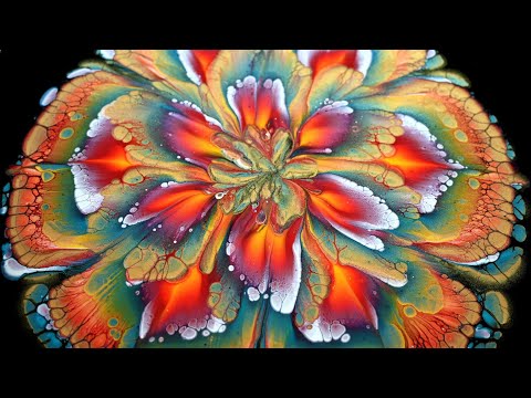 (629) My ALL TIME FAVORITE flower ~ Cup bottom reverse flower dip ~ Acrylic pour painting
