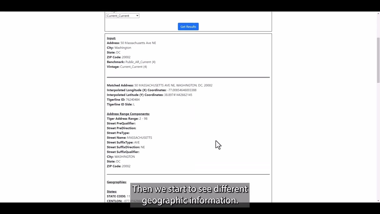 Finding Geographic Information Using the Census Geocoder