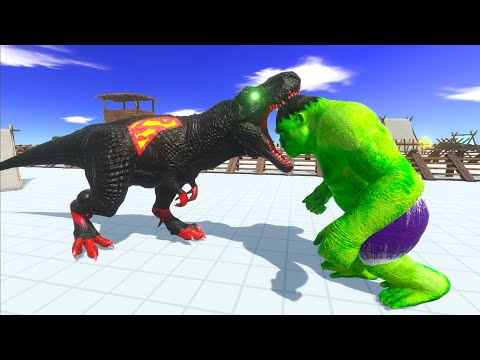 DARK T-REX vs HULK GORO vs CAPTAIN AMERICA BRACHIOSAURUS DEATH RUN - Animal Revolt Battle Simulator