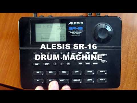 Alesis SR-16 drum machine. Record setup.
