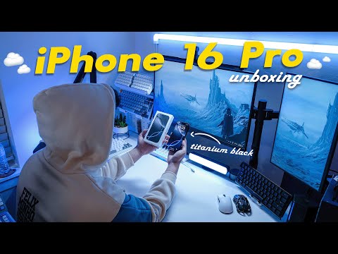 iPhone 16 Pro Unboxing ☁️ | Titanium Black | Accessories Unboxing, Gaming and Setup ✨ | ASMR