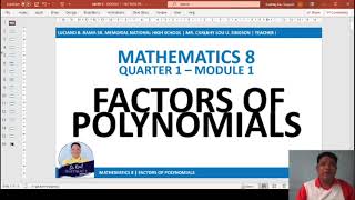 MATH 8 MODULE 1 - FACTORS OF POLYNOMIALS