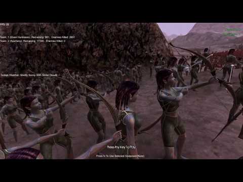 1,000 Elven Huntresss (Attack) vs 20,000 Spartans (Attack)