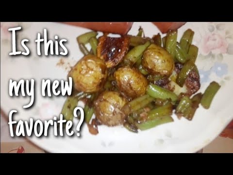 Roasted Potatoes & Green Bean Skillet with Bacon & a Balsamic Glaze