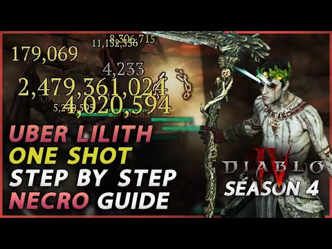 Uber Lilith Necro ONE SHOT Step By Step Guide (Season 4) | EASY RESPLENDENT SPARK | Diablo 4
