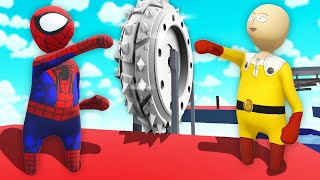Can Spiderman defeat One Punch Man in Ninja Warrior? (Human Fall Flat Mods)