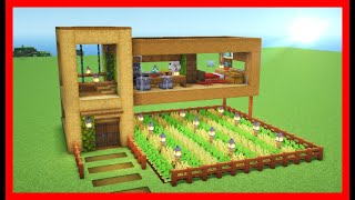 初心者必見！大きな畑がある木造の家を建築！内装もオシャレに！作り方は簡単！【建築紹介・チュートリアル】サバイバルマイクラバニラゆっくり実況 1.19　Minecraft​　ソラクラ