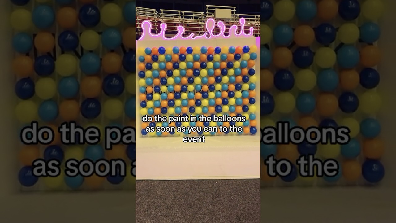 Balloon splatter wall set up is complete! We learned a lot during the process!! #balloons