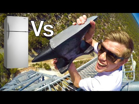 ANVIL Vs. FRIDGE! Crazy 45m Drop Test!!!