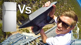 ANVIL Vs. FRIDGE! Crazy 45m Drop Test!!!