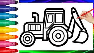How to Draw a Tractor Step by Step for Kids | Fun Drawing Tutorial