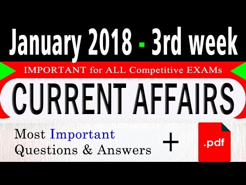 January 2018 3rd week - Latest Current Affairs Quiz Question with Answers