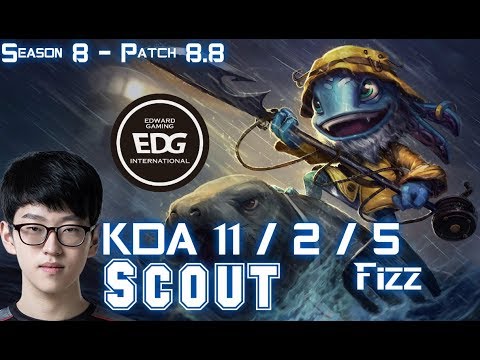 EDG Scout FIZZ vs TWISTED FATE Mid - Patch 8.8 KR Ranked