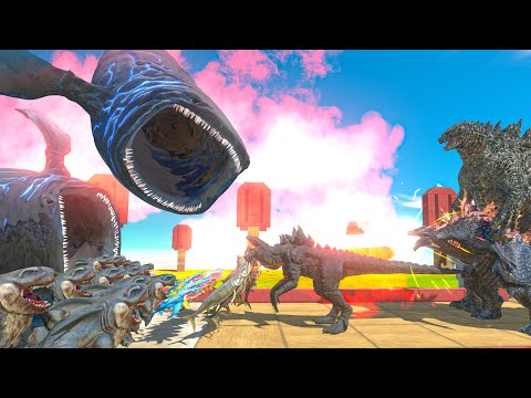 Kaiju Universe, Bloop + Megalodon Team VS Zilla x Godzilla x Gojira - Animal Revolt Battle Simulator