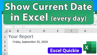 Show the Current Date Every Day in Excel (or Time) - Excel Quickie 65