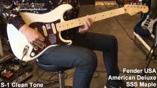 Video thumbnail for Fender American Deluxe Strat SSS Maple Demo by Music force by Music Force Official