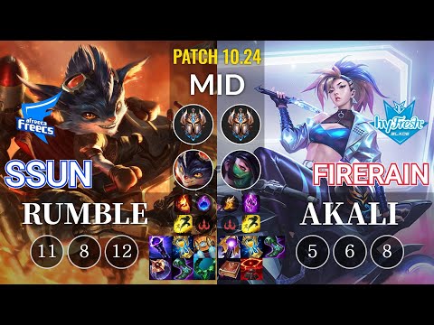 AF SSUN Rumble vs hyF FireRain Akali Mid - KR Patch 10.24