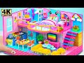Make 2 Storey Mini House For Cute Bear With Blue And Pink From Cardboard ️ DIY Miniature House 85