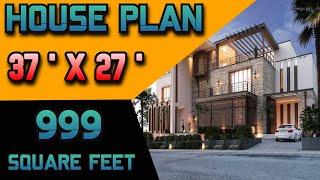 27x37 House Plan | 1000 sqft Makan Ka Naksha | 3 BHK Ghar Ka Naksha | 3 बैडरूम वाला सबसे अच्छा नक्शा