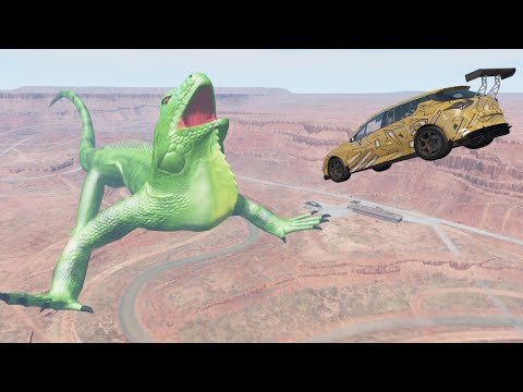 Open Bridge Crashes over Giant Lizard - Beamng drive | Foolish Driver