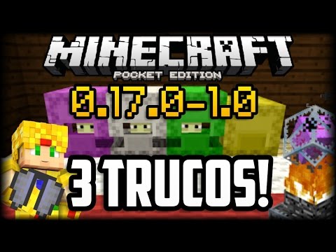 3 TRUCOS PARA MINECRAFT PE 0.17.0 - 1.0 - COMO USAR LAS ALAS ELYTRA SHULKERS DE COLORES - COMANDOS