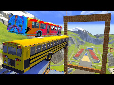 Heavy Vehicle High Speed Jumps In Steel Wire Fence (Epic Crashes) - BeamNG drive Insane Jumps