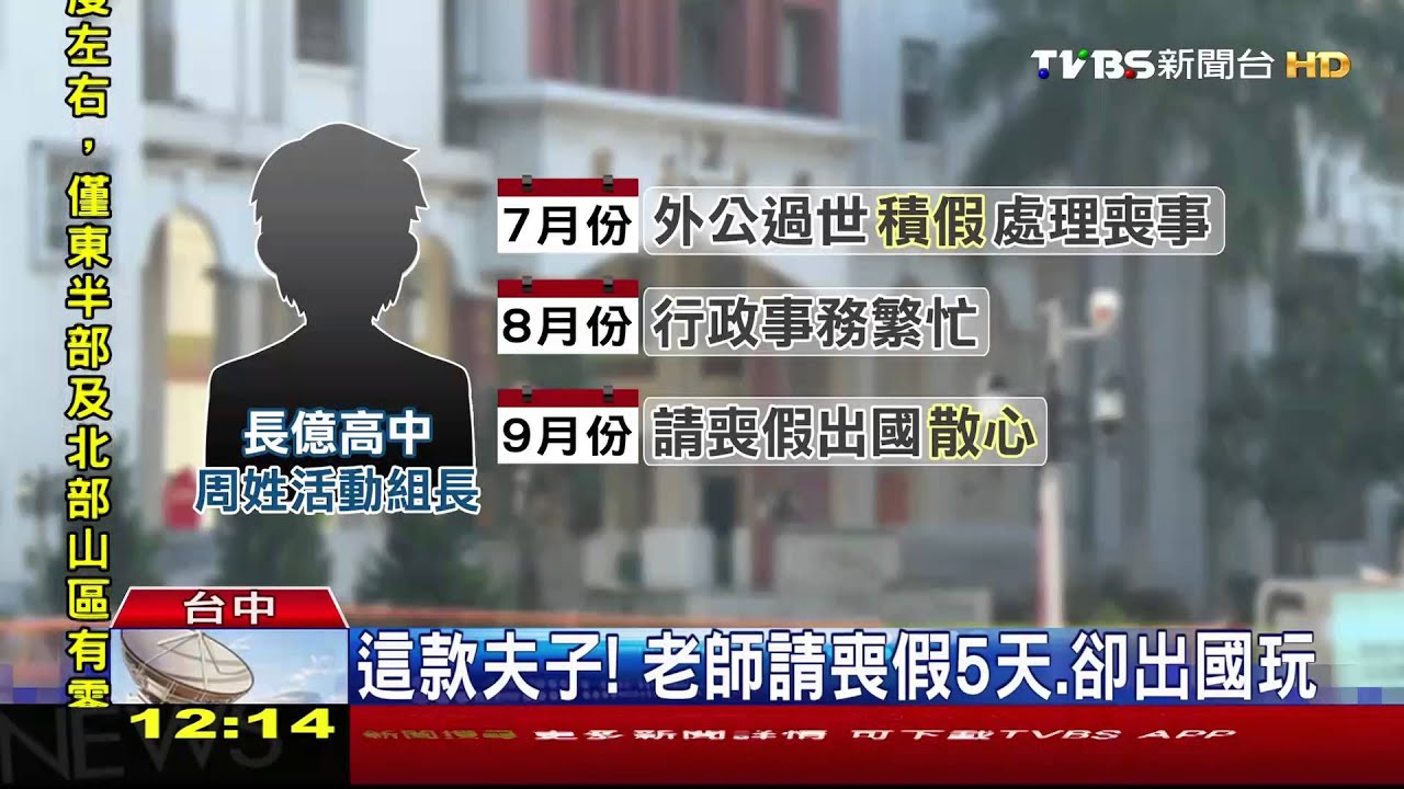 這款夫子！老師請喪假5天　卻出國玩