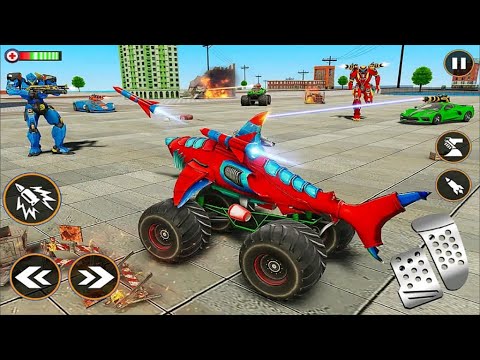 Monster Truck Robot Shark Game - Green Robot Helicopter Monster - Android Gameplay