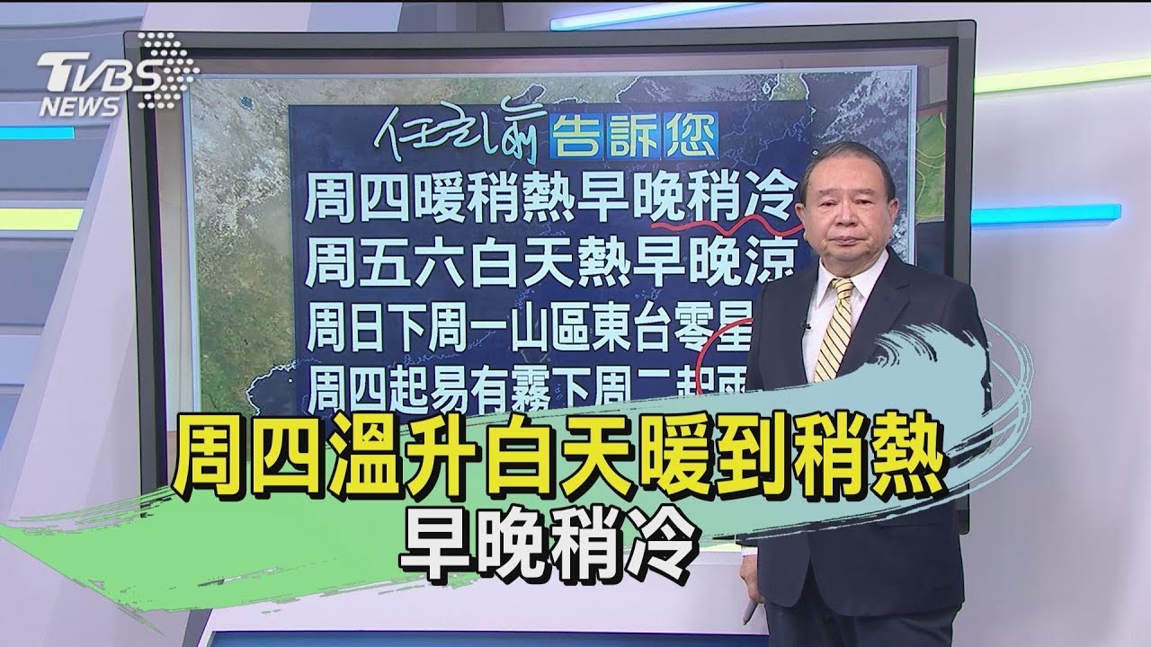 周四溫升白天暖到稍熱 早晚稍冷
