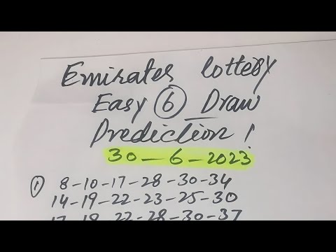 EASY 6 Draw Prediction ! 30 June 2023