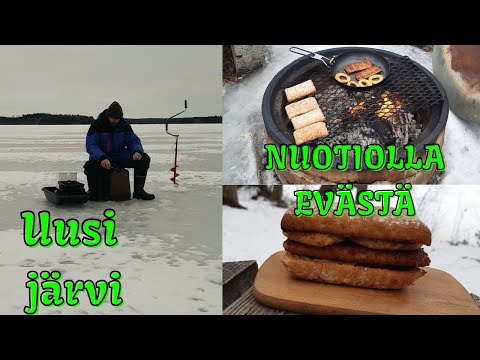 Nuotiolla evästä ja uudella järvellä pilkillä