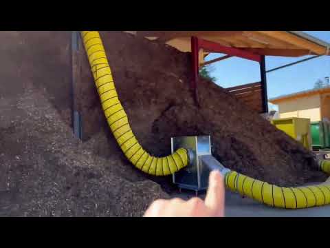 Hackschnitzeltrocknung mit Trocknungslanze Überdachabsaugung