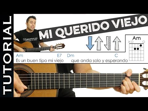 Como tocar Mi Querido Viejo de PIERO en Guitarra  FACIL Tutorial perfecto sin cambiar afinación!