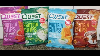 Quest Tortilla Chips Spicy Sweet Chili, Original Chips Sour Cream & Onion, Cheddar & Sour Cream, BBQ