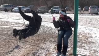 preview picture of video 'Russ Faulk and Elizabeth Gordon having fun on the swings at the Pleasant Prairie Kite Festival'