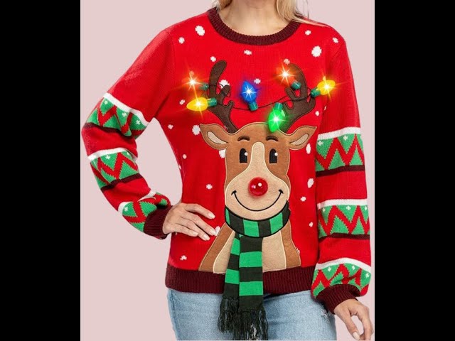 Vídeo relacionado con JOYIN Suéter Feo de Navidad para Mujer con Luces LED que se Iluminan Suéter de Navidad con Bombillas Integradas Jersey Novedoso para Diversión en Fiestas, Negro, XL