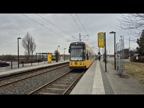 Tram Dresden | Mitfahrt in der kompletten 7 von Weixdorf bis Pennrich, Gleisschleife im NGT D12DD