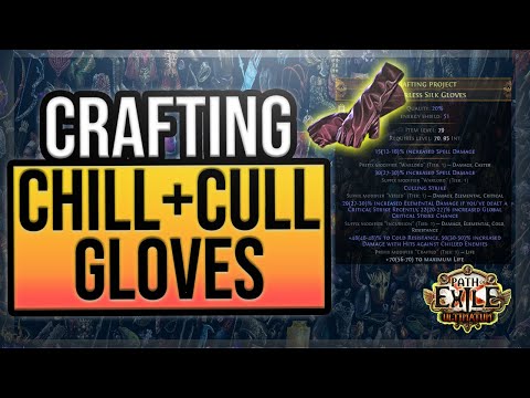 PoE [3.14] Crafting:  Culling + Damage Against Chill Enemies - Caster Fingerless Silk Gloves