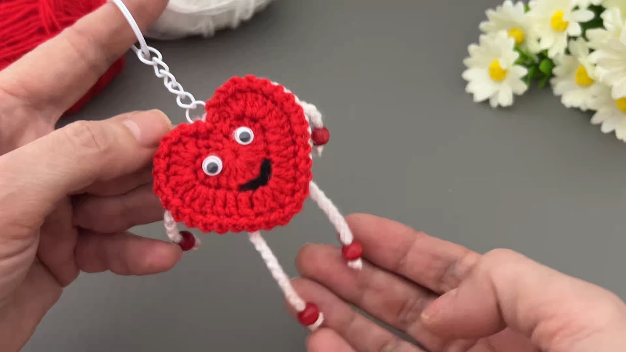 Crochet Heart Keychain Tutorial ❤️ | Perfect Handmade Gift Idea