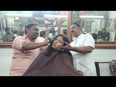 girl school boy haircut || beby girl in boy hairstyle tutorial || srk telugubarber curly haircutting